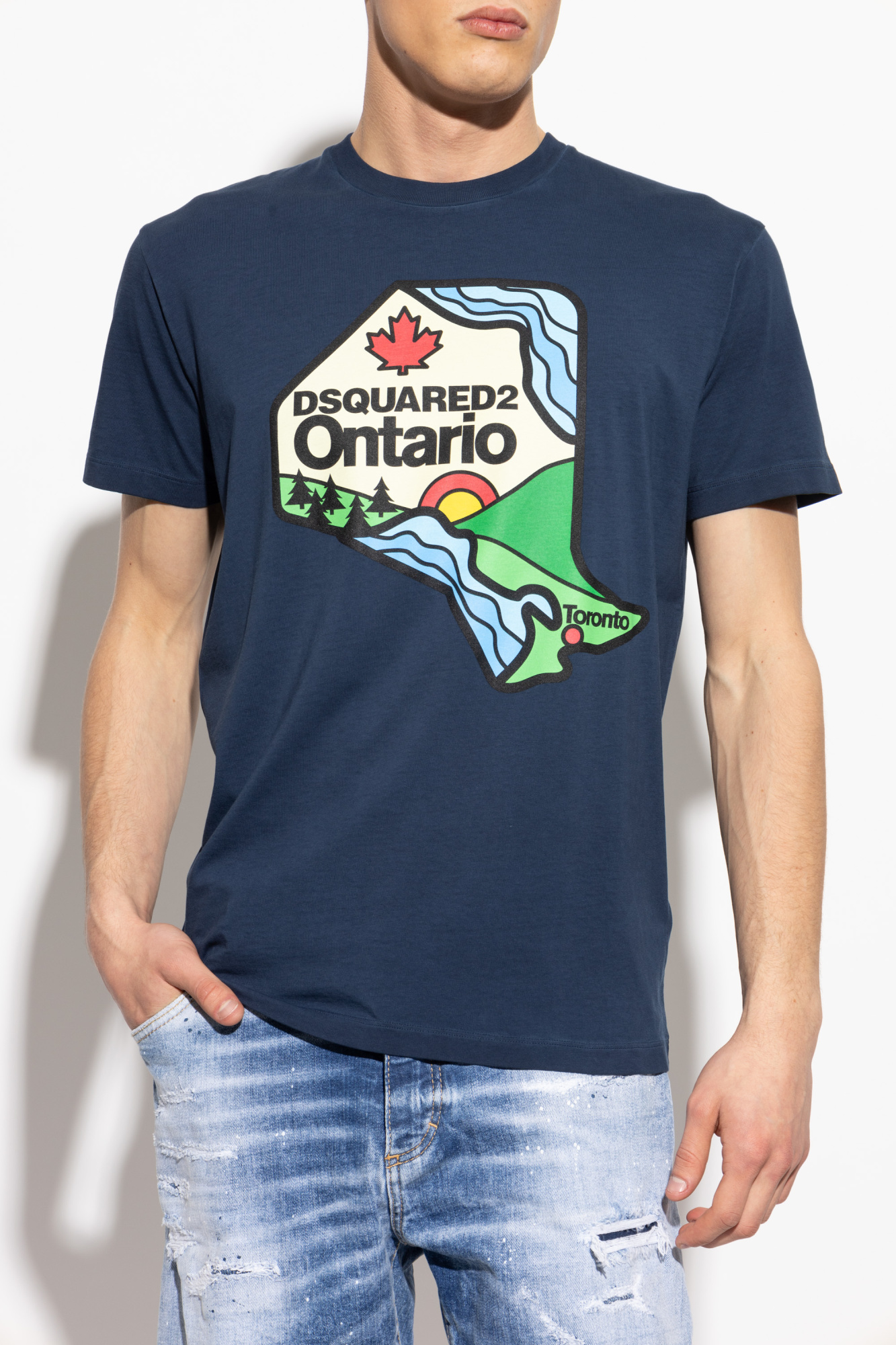Navy blue Printed T-shirt Dsquared2 - Vitkac AS